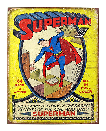 Superman Issue #1 Metal Tin Sign - Vintage Summer 1939 DC Comics Superman's First Appearance