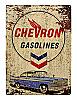 Chevron Gasolines 1955 Chevrolet Bel Air Vintage Metal Tin Sign