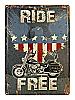 Ride Free Motorcycle Cruiser American Eagle Tin Metal Sign